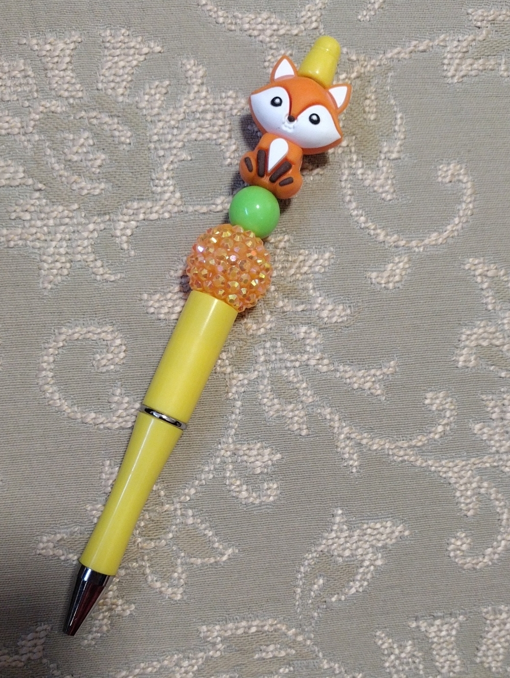 Yellow Fox Top Decorative Ballpoint Pen - Cute Novelty Desk Accessory